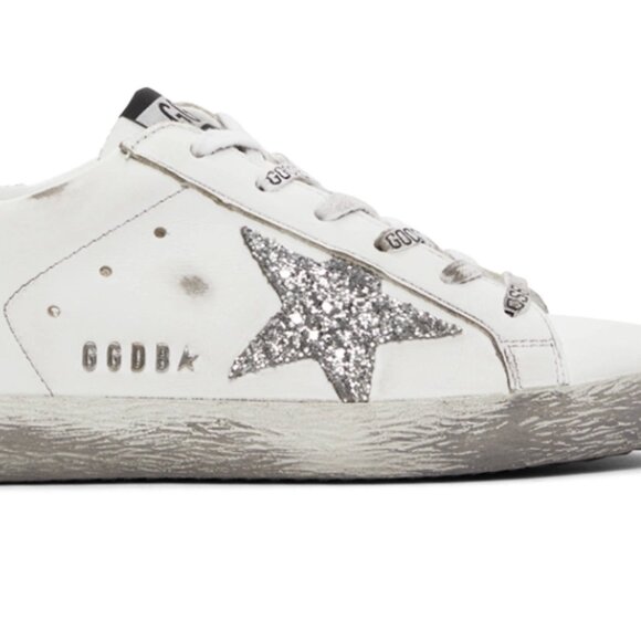 Golden Goose White Glitter Snakeskin Superstar Sneakers - Picture 6 of 6